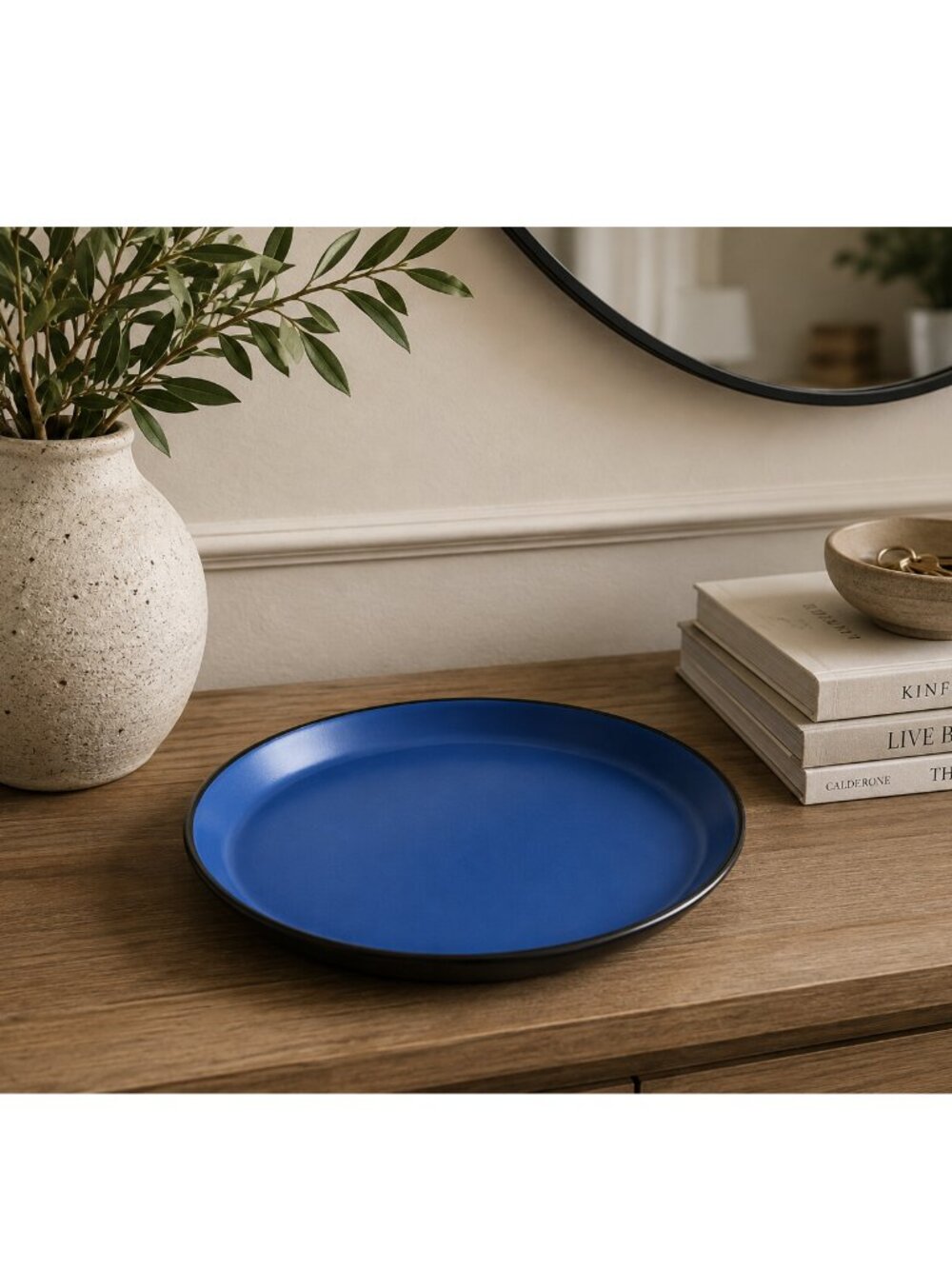 NEW Stone Lain Albie Round 10" Tray Entryway Living Room Coffee Table Decor  Blu